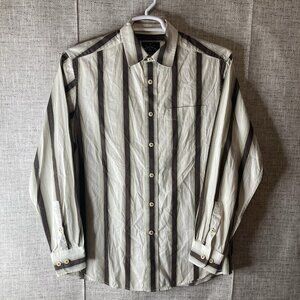 Indigo Palms Button Down Shirt Men's Size M Long Sleeve Shirt Striped.
